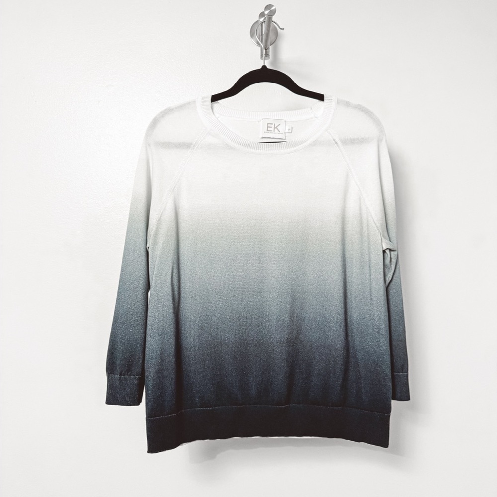 Edinburgh Knitwear 100% Prima Cotton Ombre Sweatshirt Black White Small